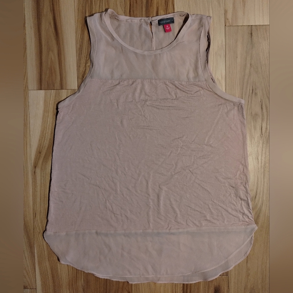 Vince Camuto sheer paneled sleeveless office wear top